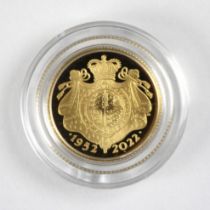 Elizabeth II (1952-2022), The Platinum Jubilee 1/4oz gold £25, 2022, proof, United Kingdom, Queen