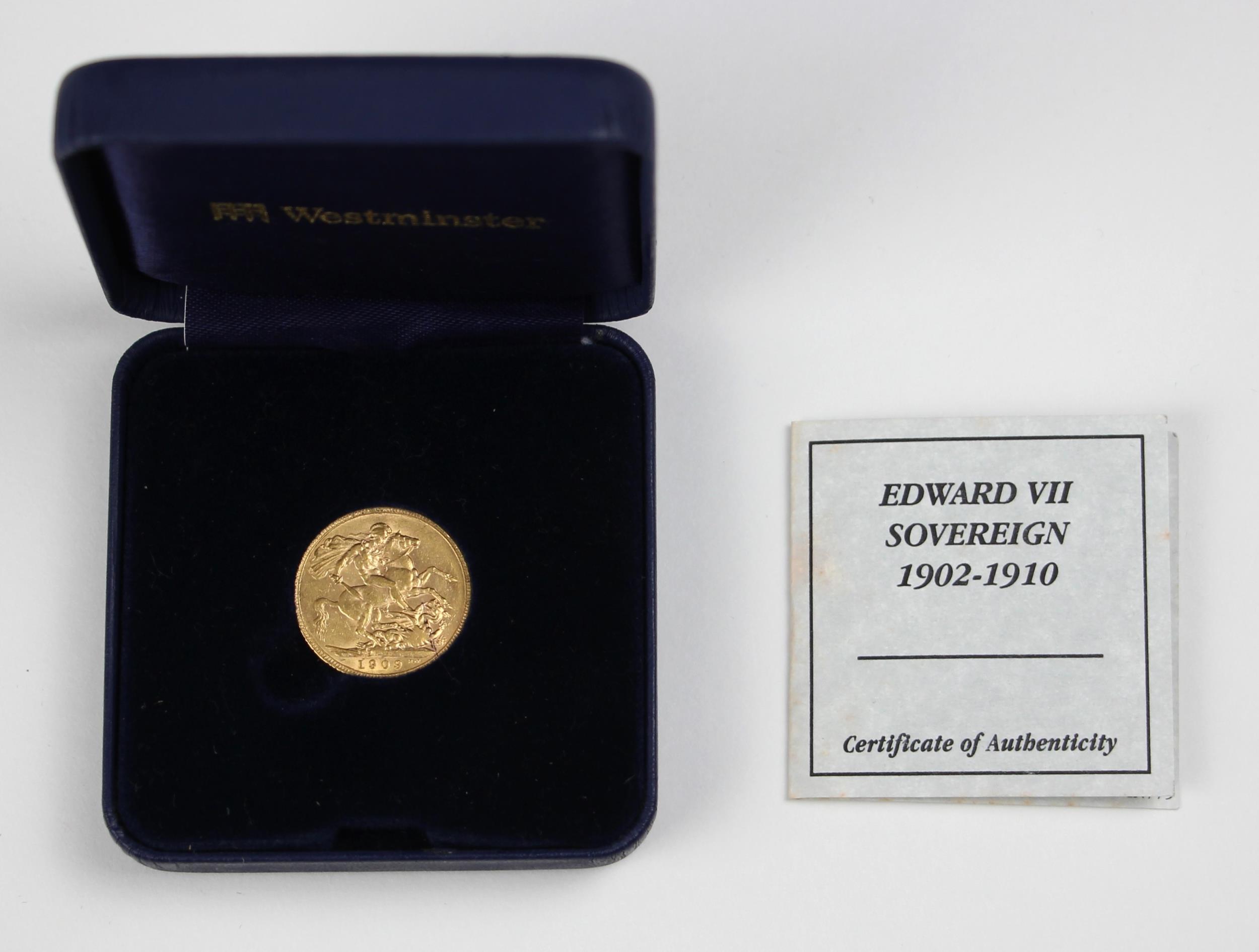 Edward VII (1902-1910), Full Sovereign, 1909, London Mint, St George reverse, within associated - Image 3 of 3