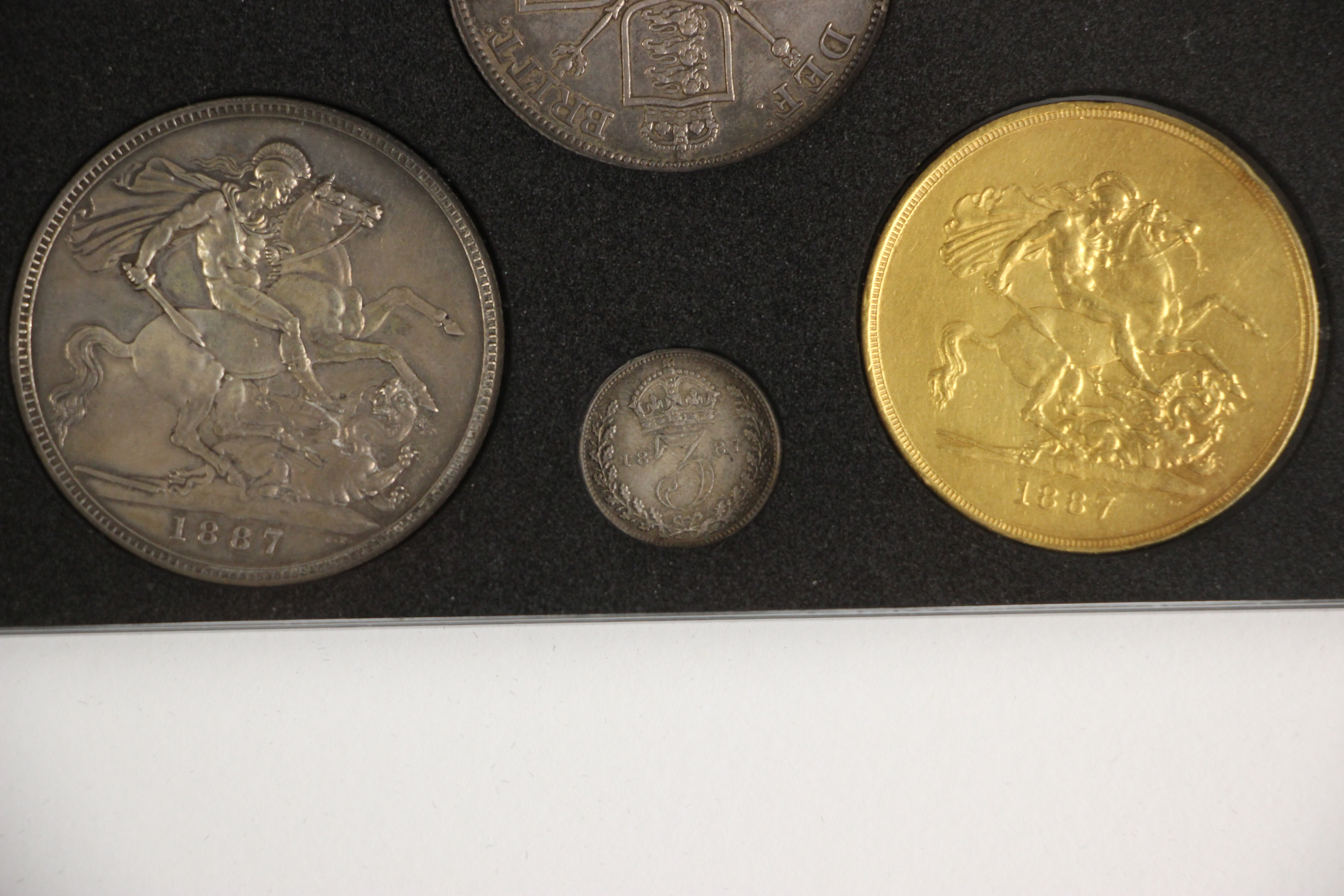 Victoria (1837-1901), Specimen Set, 1887, comprising: Quintuple Sovereign, Double Sovereign, Full - Image 10 of 16