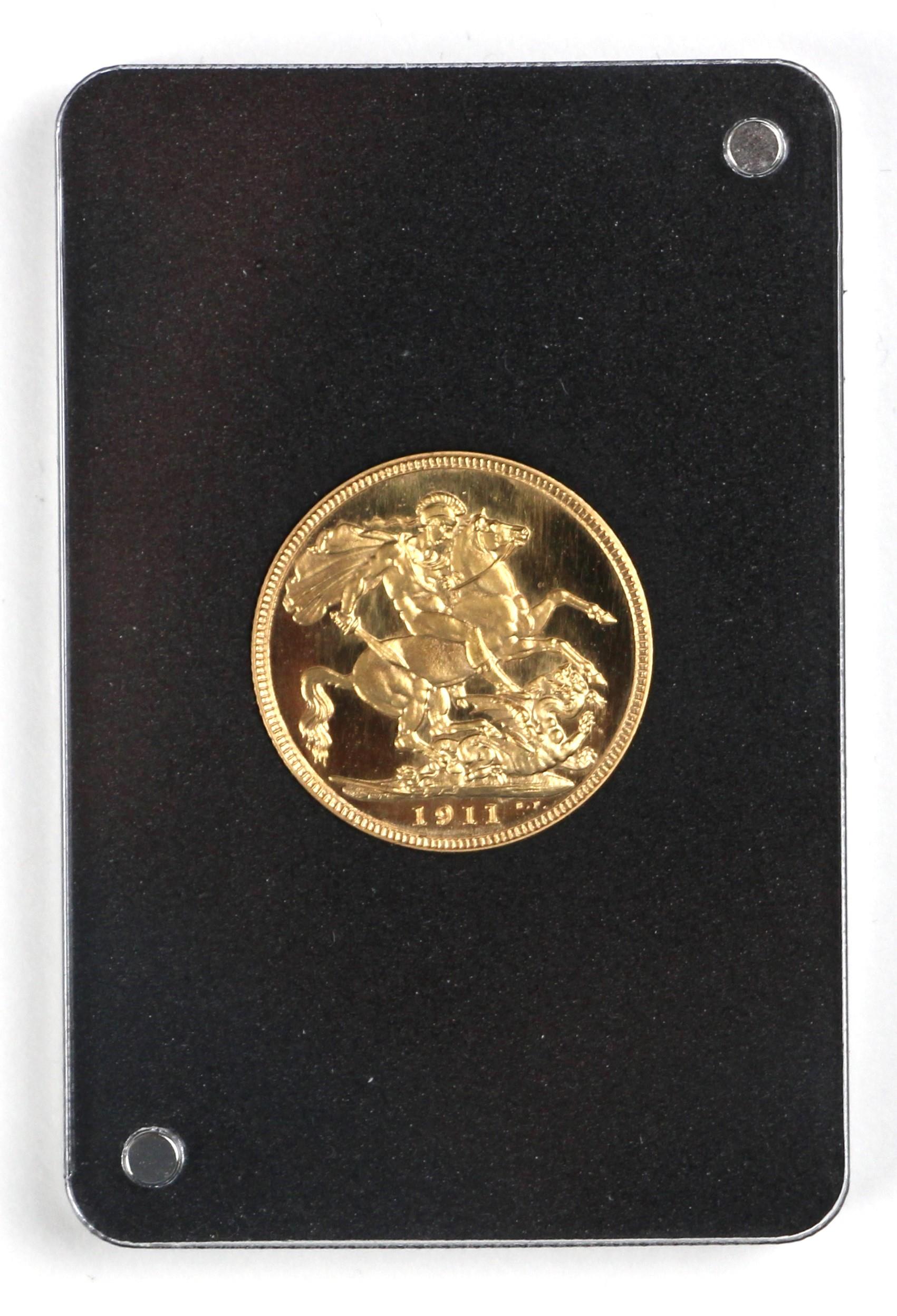 George V (1910-1936), Full Sovereign, 1911, proof, London Mint, St George reverse, encapsulated