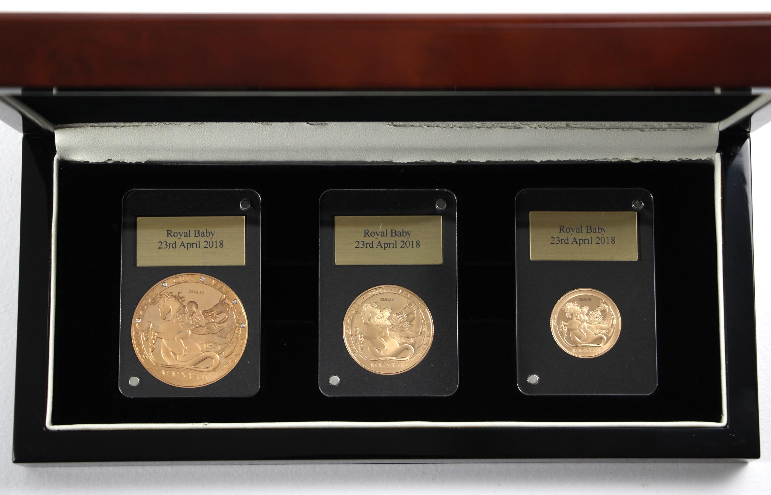 Elizabeth II (1952-2022) The Royal Baby Three gold Coin Set, 2018, Proof, Gibraltar, comprising; £ - Image 2 of 3