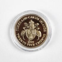 Elizabeth II (1952-2022), VE Day 50th Anniversary gold coin, 1995, 14 carat gold, Turks and Caicos