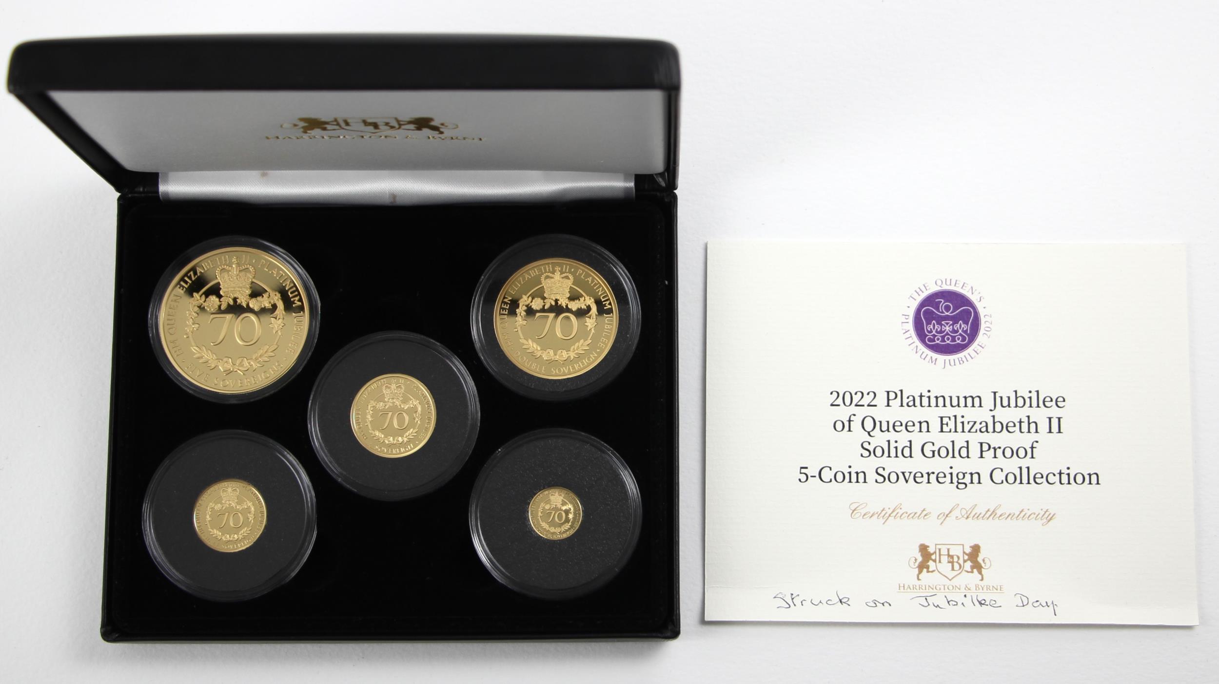 Elizabeth II (1952-2022), Platinum Jubilee of Queen Elizabeth II Gold Proof Five Coin Sovereign - Bild 3 aus 3