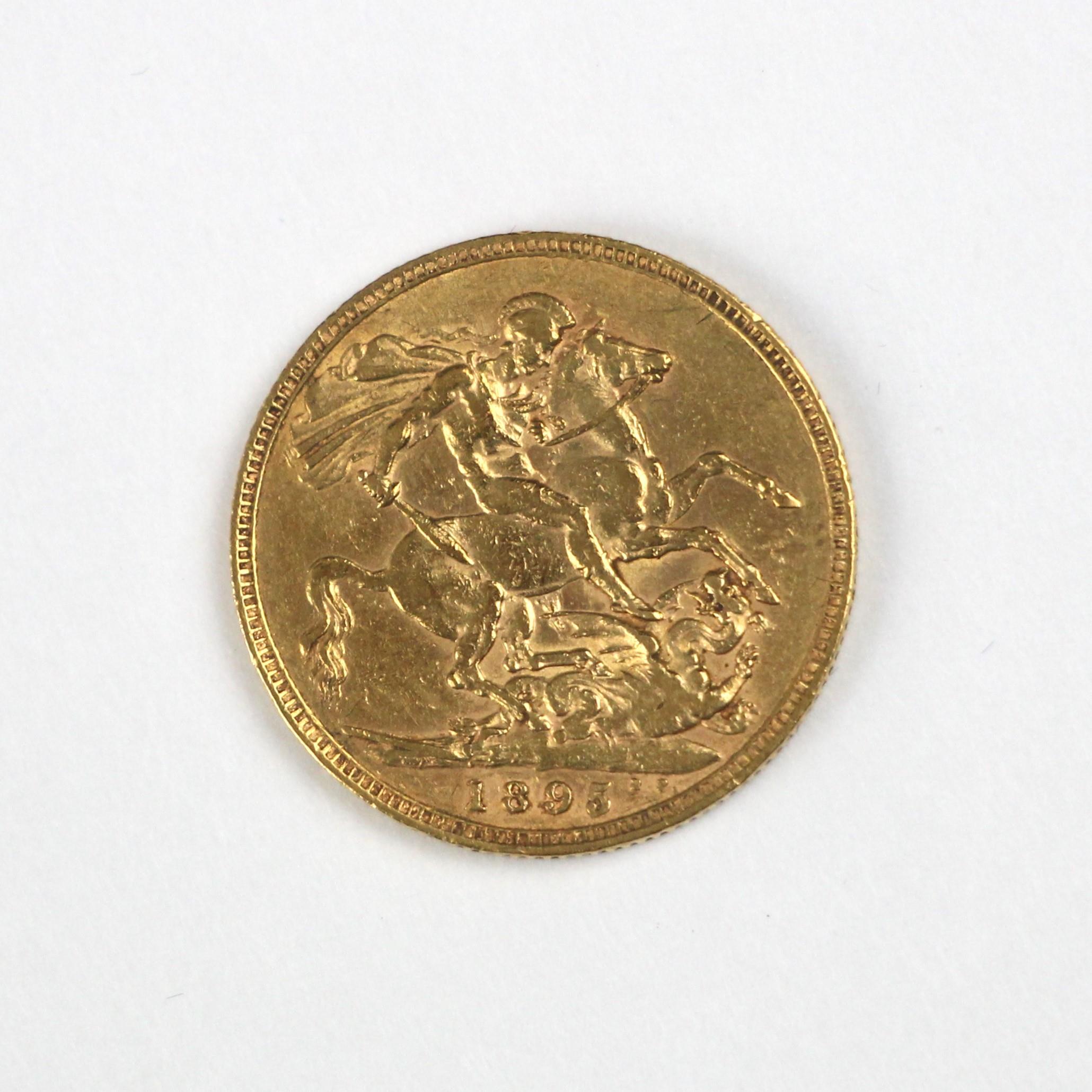 Victoria (1837-1901), Full Sovereign, 1895, London Mint, old head Victoria with St George reverse,