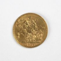 Victoria (1837-1901), Full Sovereign, 1895, London Mint, old head Victoria with St George reverse,