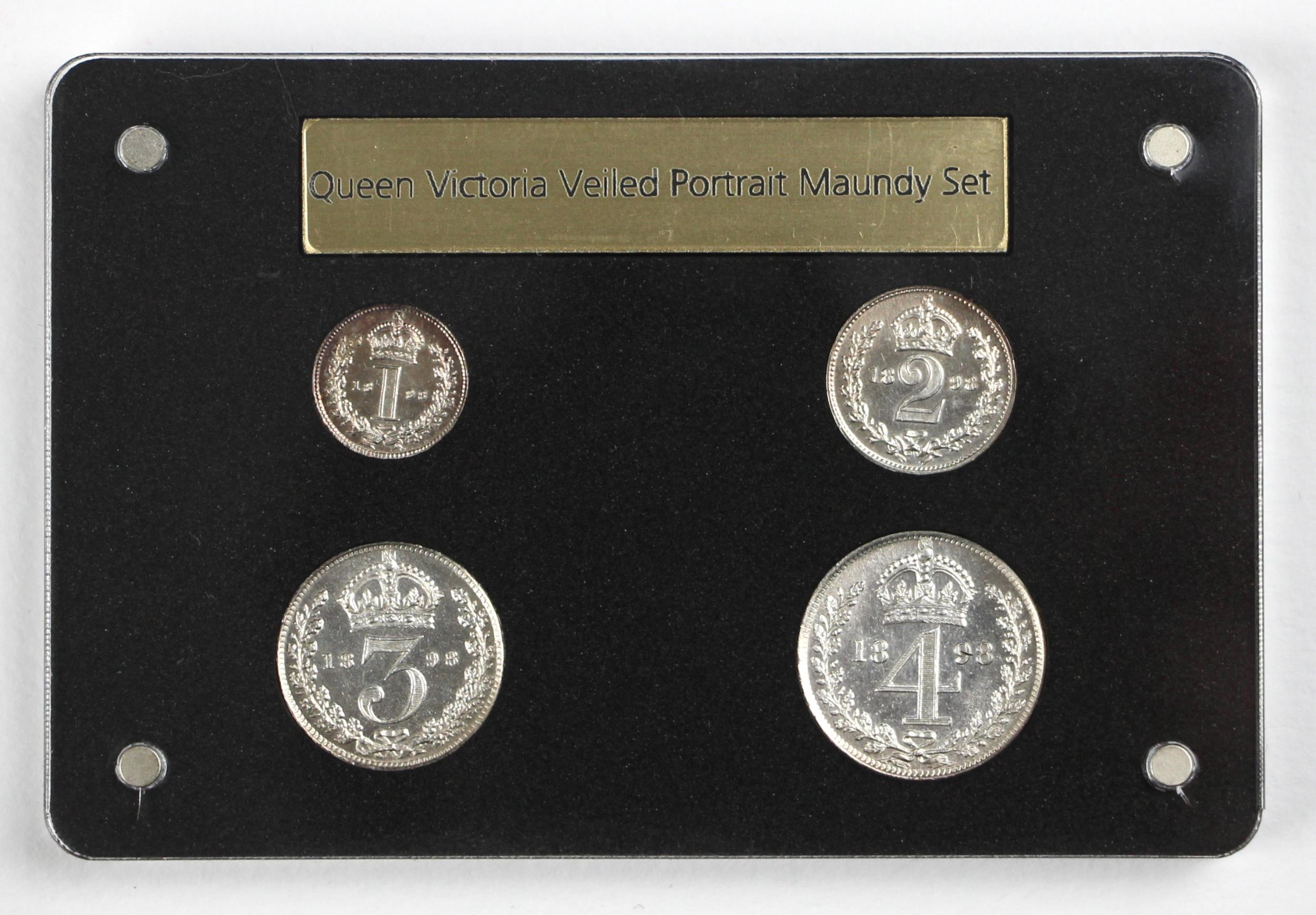 Victoria (1837-1901), Maundy set, 1898, comprising: silver fourpence, threepence, silver two