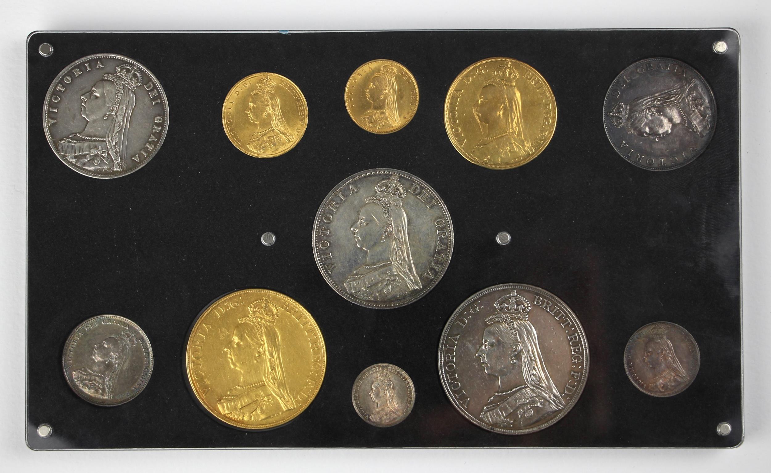 Victoria (1837-1901), Specimen Set, 1887, comprising: Quintuple Sovereign, Double Sovereign, Full - Image 2 of 16
