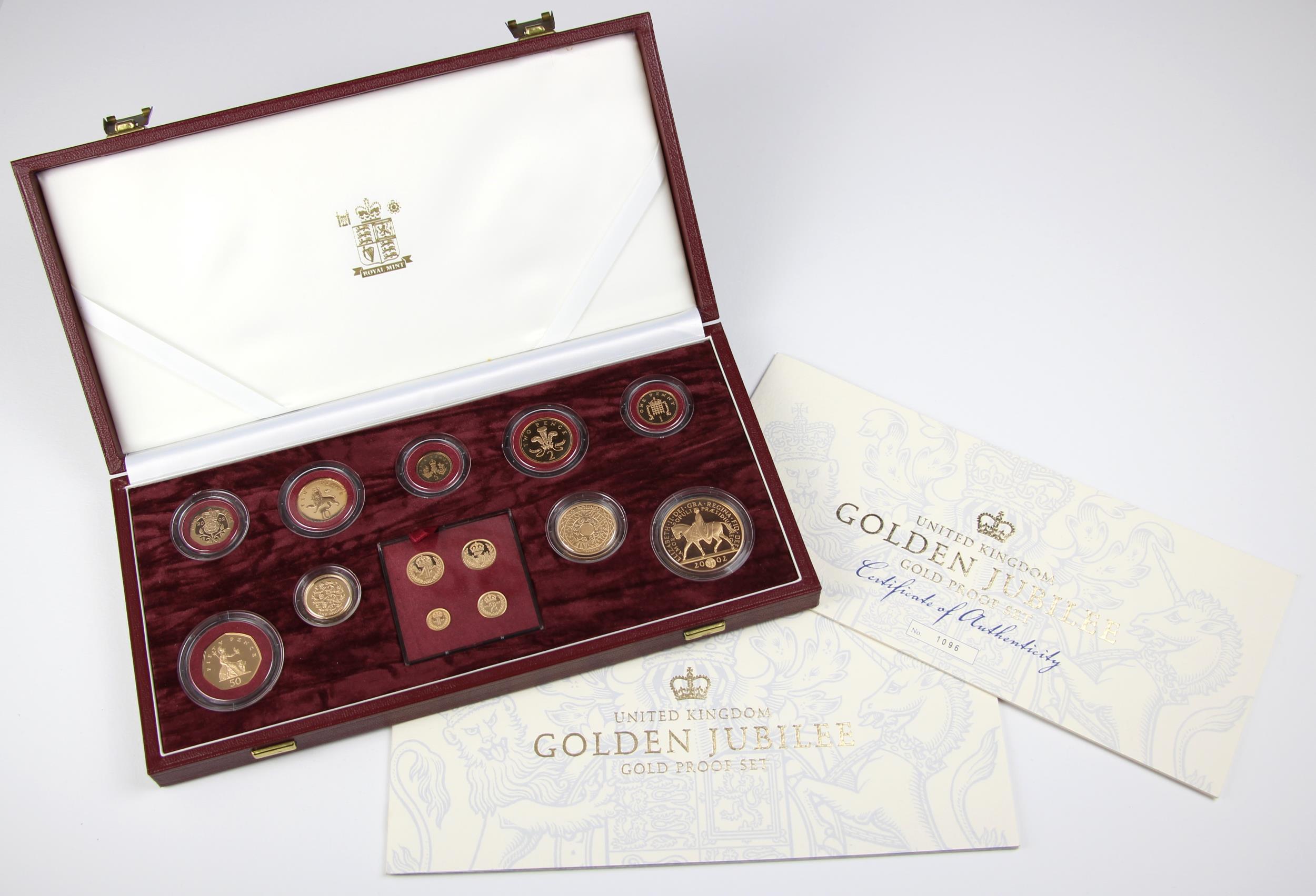 Elizabeth II (1952-2022), The Golden Jubilee Gold Proof Coin Set, 2002, no.1096, comprising: £5, £2, - Image 3 of 5