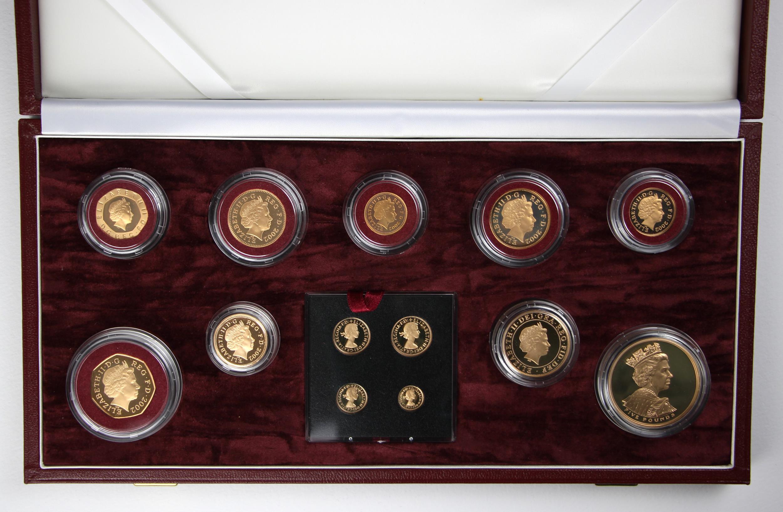 Elizabeth II (1952-2022), The Golden Jubilee Gold Proof Coin Set, 2002, no.1096, comprising: £5, £2, - Image 2 of 5
