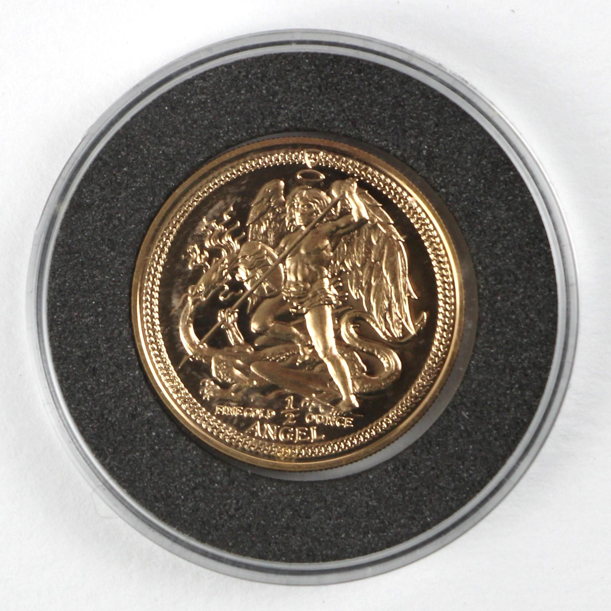 Elizabeth II (1952-2022), 1/2 oz angel, 1984, first proof, Isle of Man, Second portrait and St