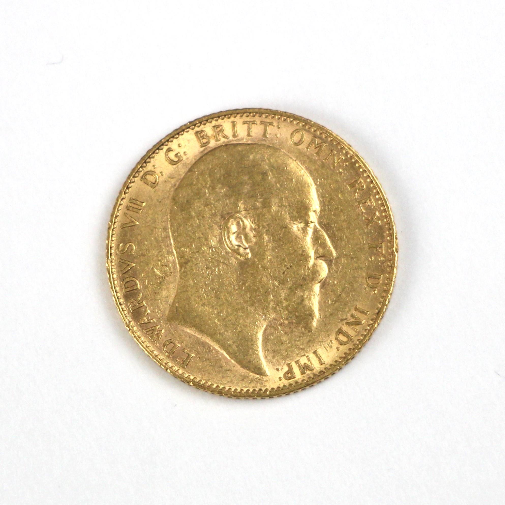 Edward VII (1902-1910), Full Sovereign, 1909, London Mint, St George reverse, within associated - Bild 2 aus 3