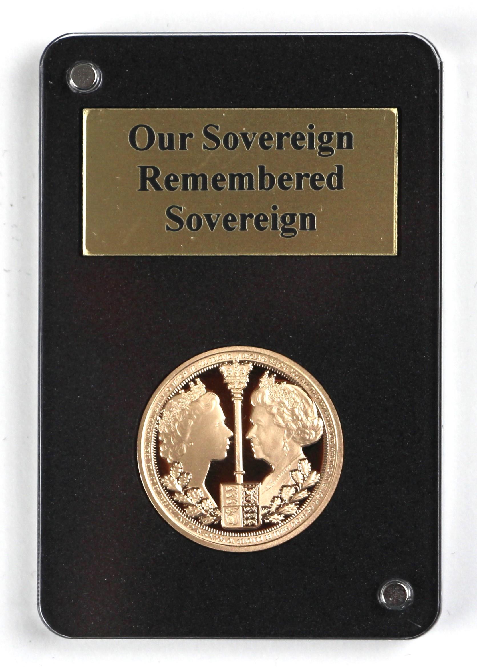 Elizabeth II (1952-2022), Full Sovereign, 2022, Our Sovereign Remembered Proof, Gibraltar, Fifth
