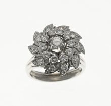 White gold ring with diamond rosette.