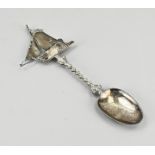 Silver birth spoon with sailing ship