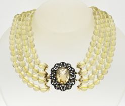 Necklace with citrine and diamond