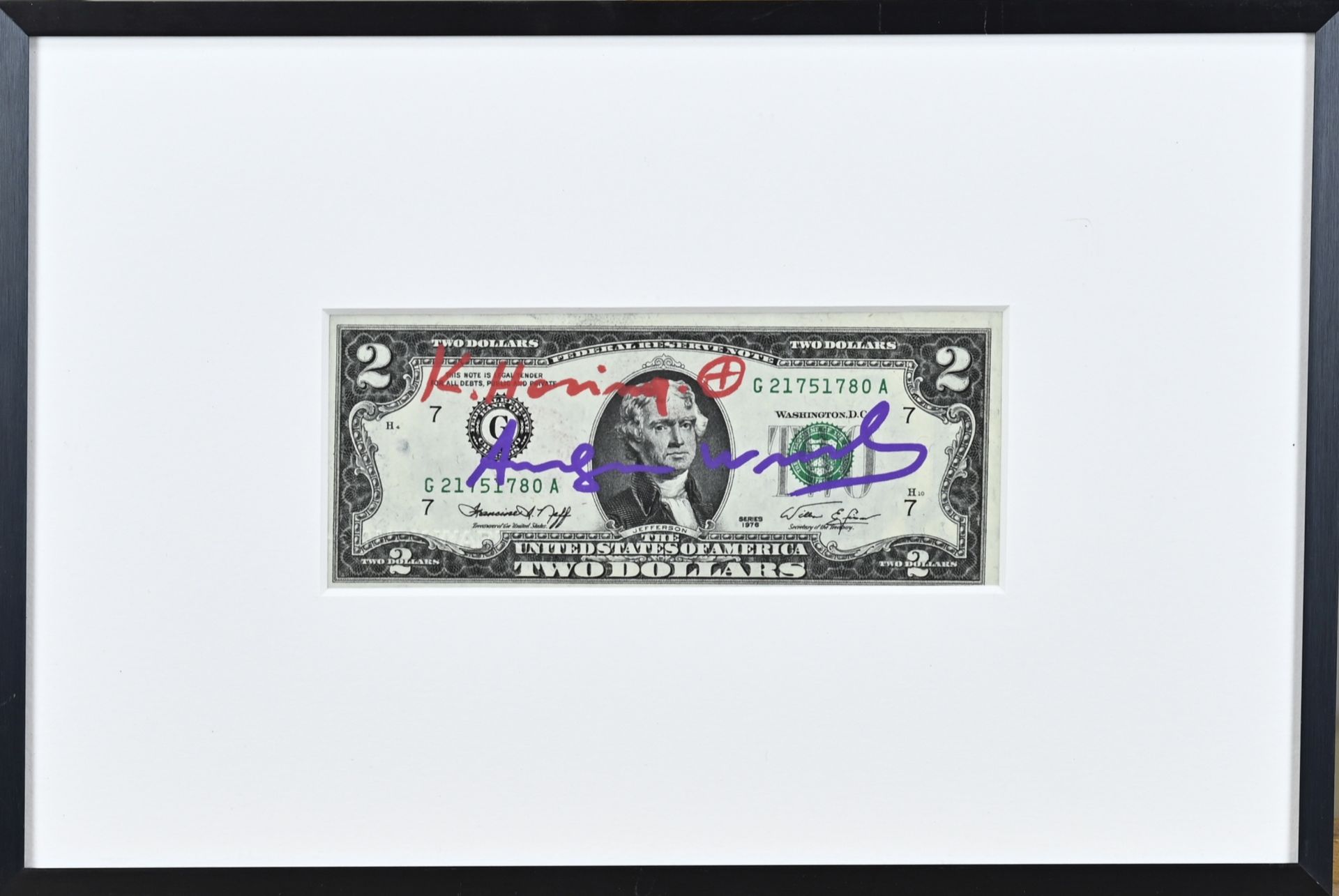 K. Haring/A. Warhol, 2 Dollar bill
