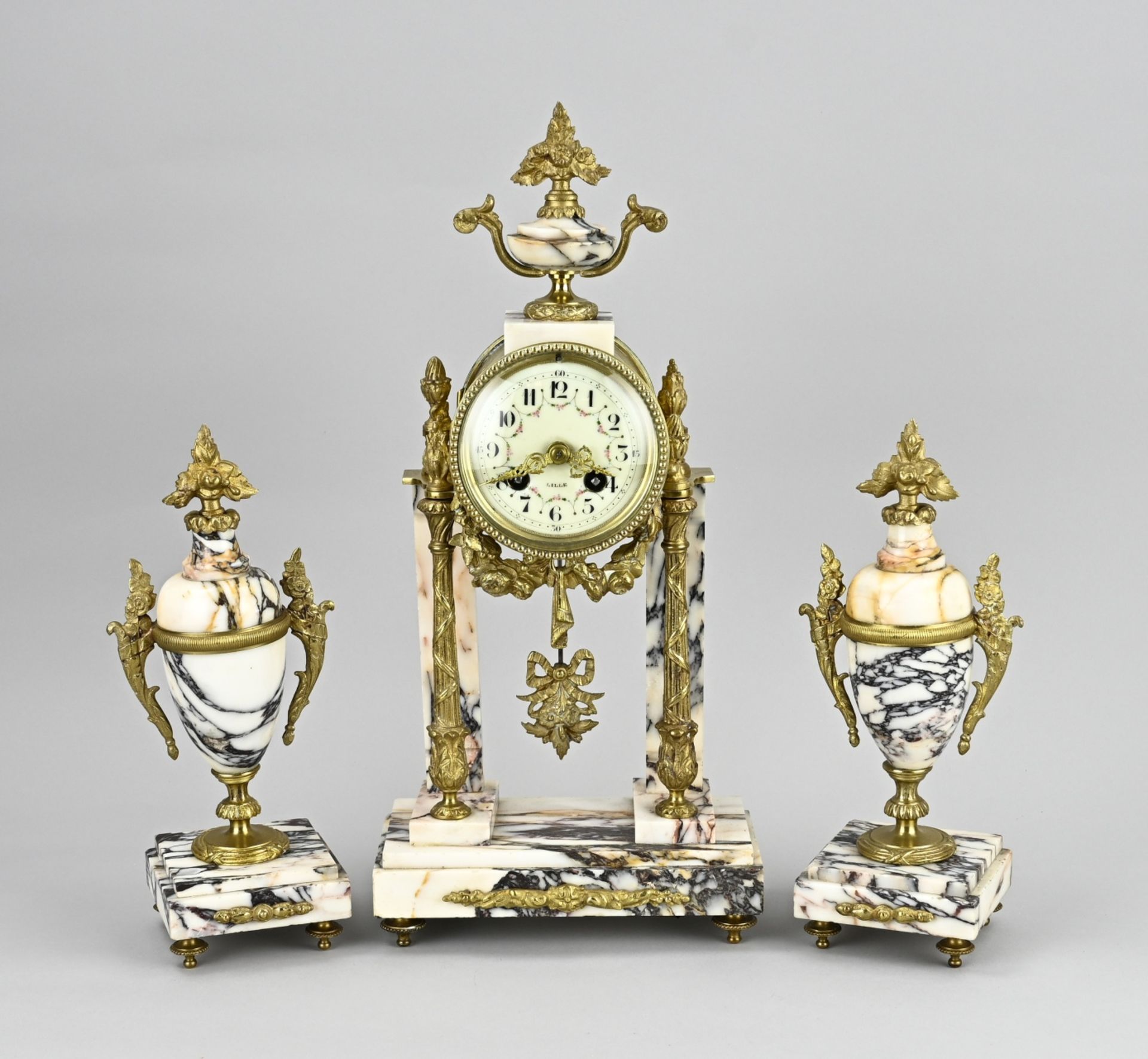 3-piece French clock set, 1890
