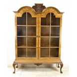 Burr walnut display cabinet, 1900