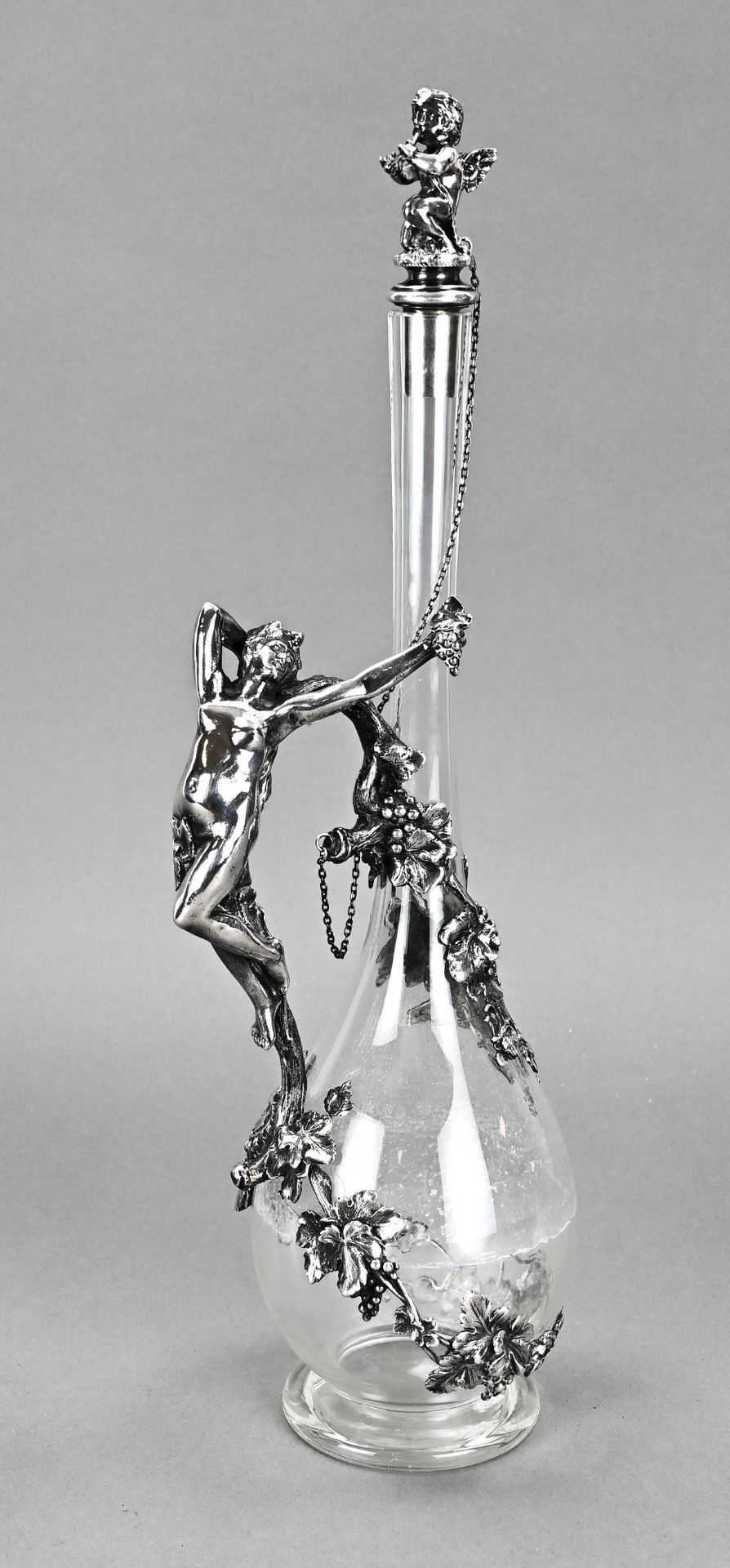 Rare decanter with silverware
