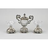 3-piece silver table set with crystal