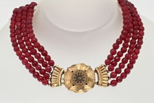 Gemstone necklace with gold clasp