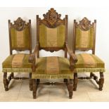 3x Oak chairs, 1890