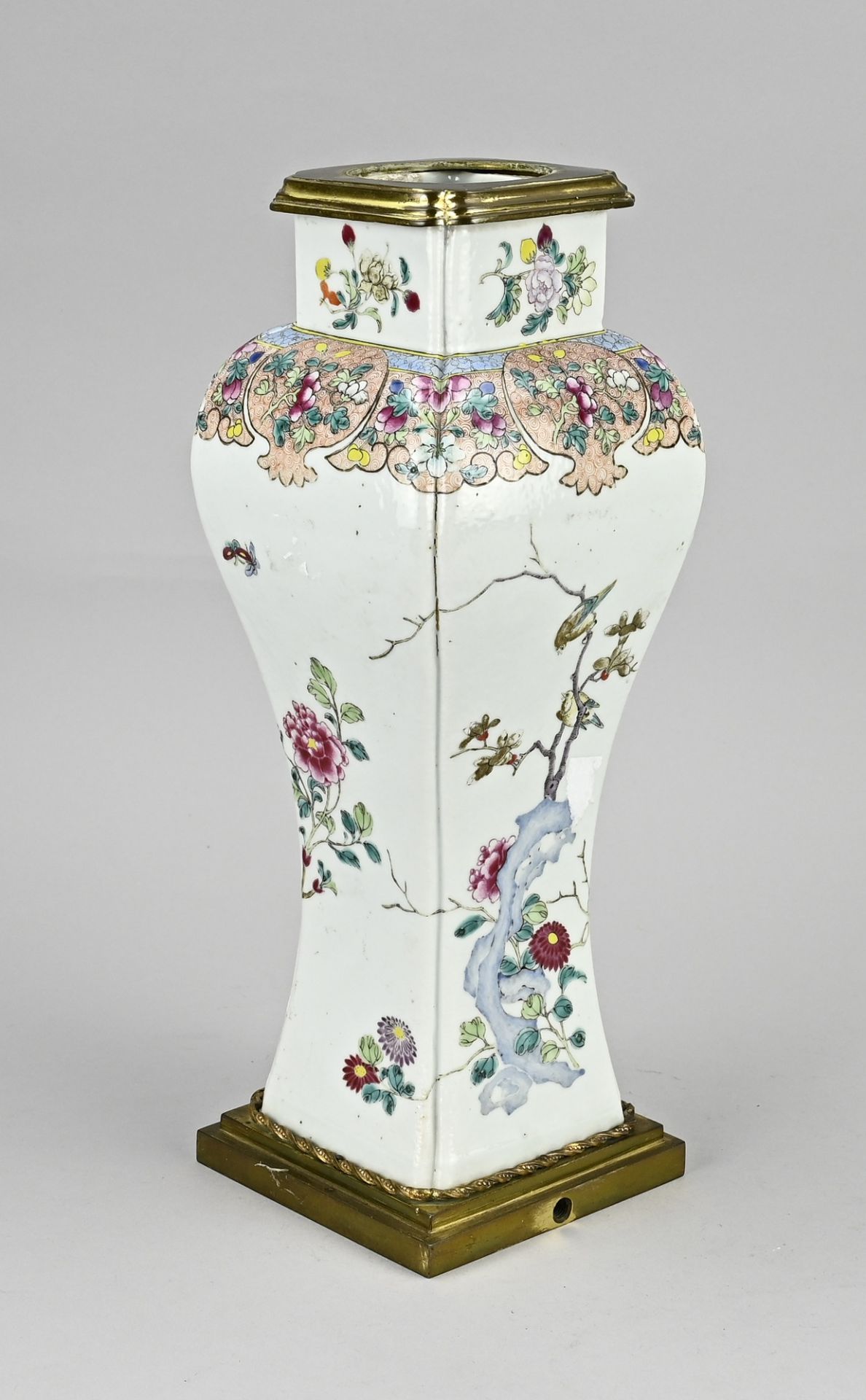 Antique Family Rose vase (lamp), H 33 cm. - Image 2 of 3
