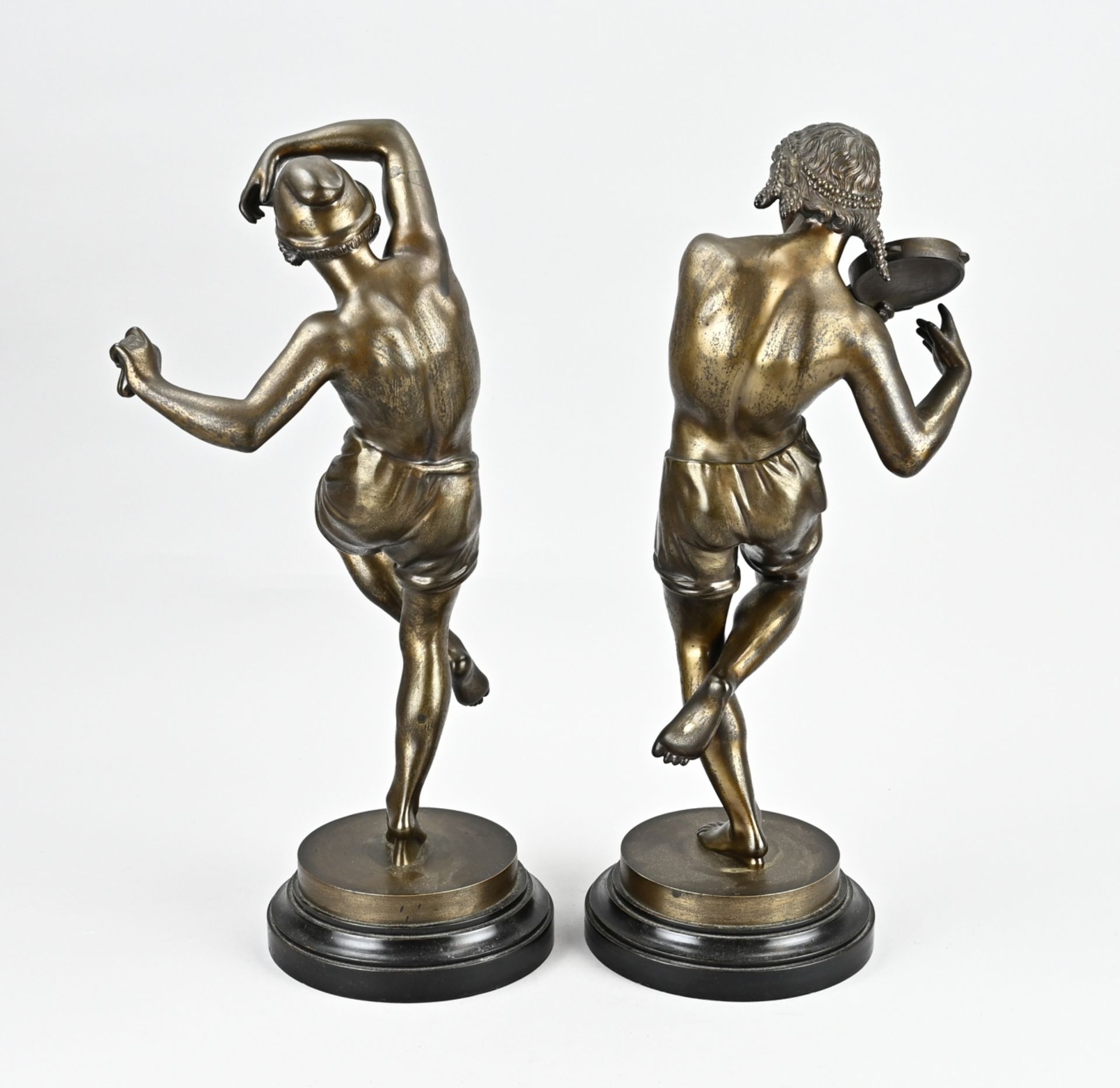 Pair of bronze statues, H 47 - 49 cm. - Image 2 of 2