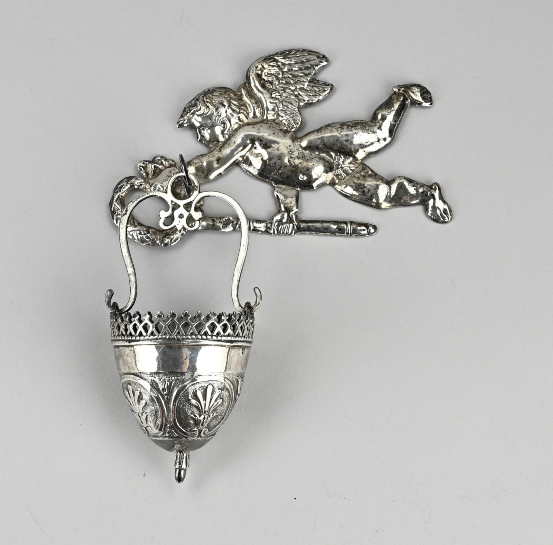 Silver putti with holder
