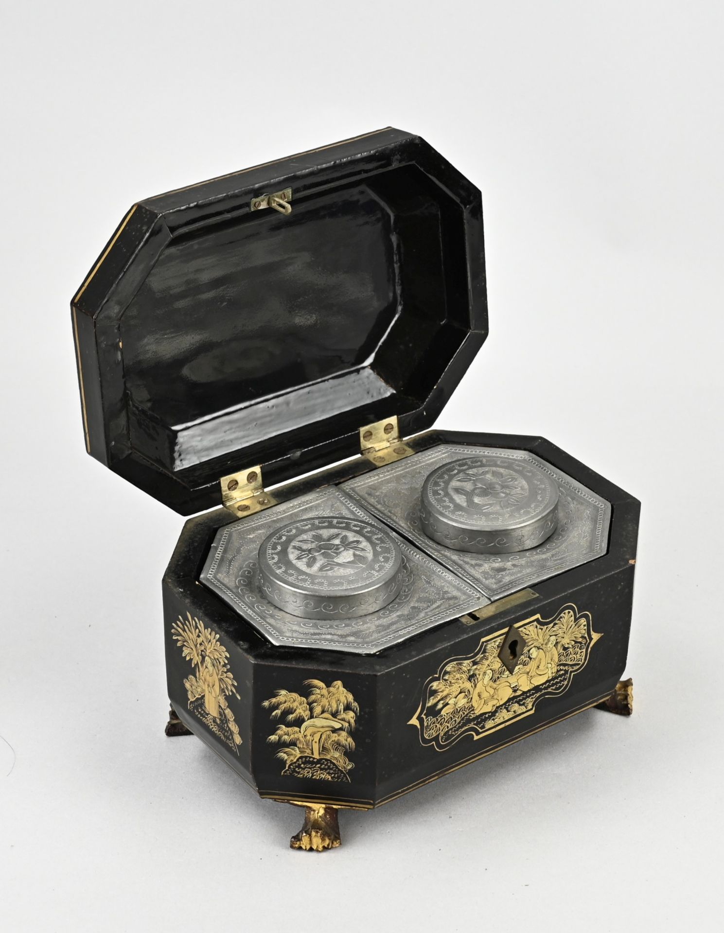 Chinese lacquer tea chest - Image 2 of 2