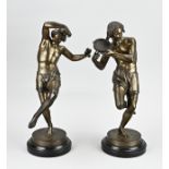 Pair of bronze statues, H 47 - 49 cm.