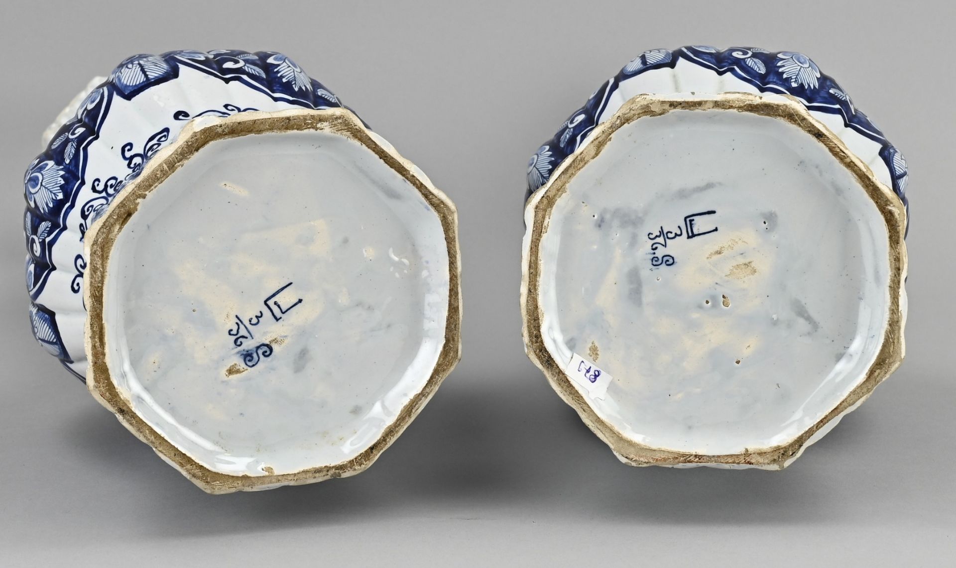 2x Delft knob vase, H 35 cm. - Image 2 of 2