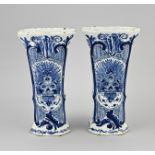 2x Delft vase, H 26.5 cm.