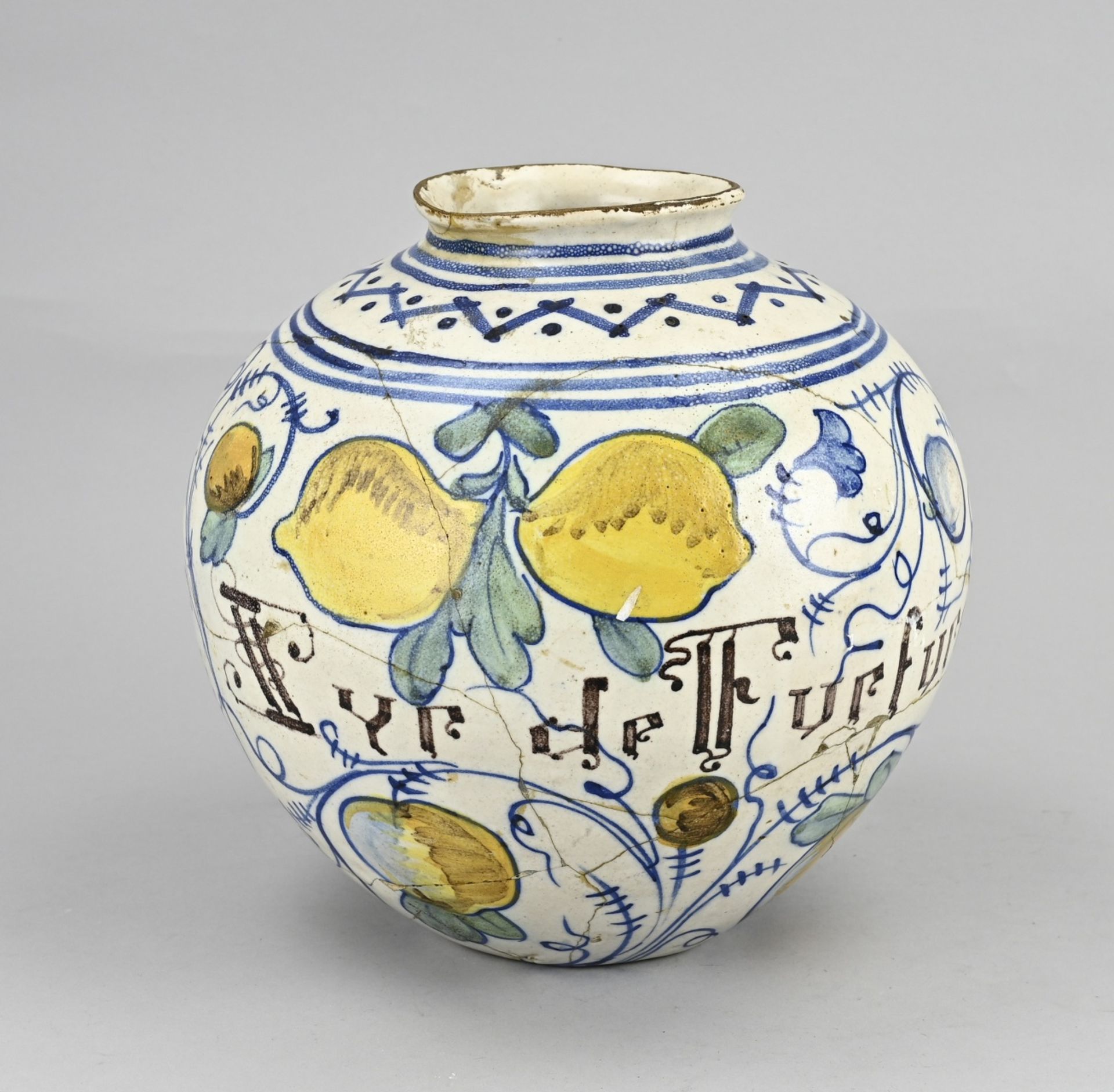 Italian apothecary jar, H 26 cm.