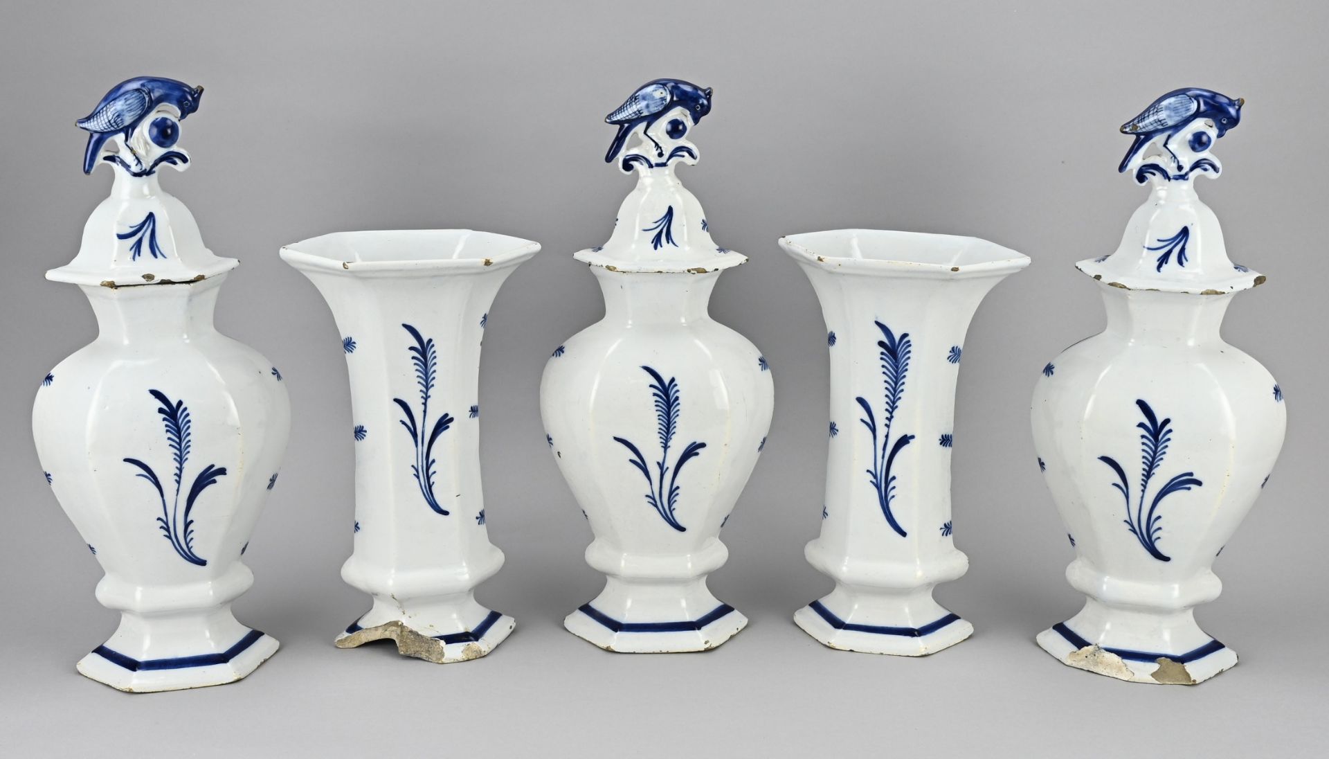 5-piece Delft cabinet set, H 29 - 41 cm. - Image 2 of 3