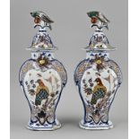 Two 18th century lidded vases, H 40 cm.