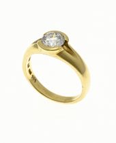 Gold solitaire ring with diamond, 1.11 ct