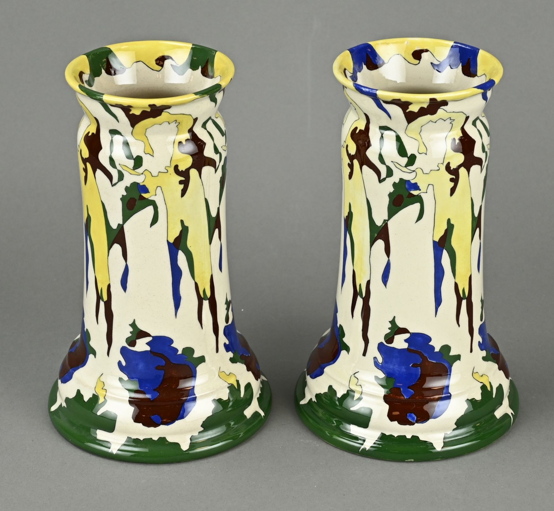 2x Antique Colenbrander vase, H 20.7 cm.