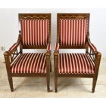 Set of antique English chairs with intarsia
