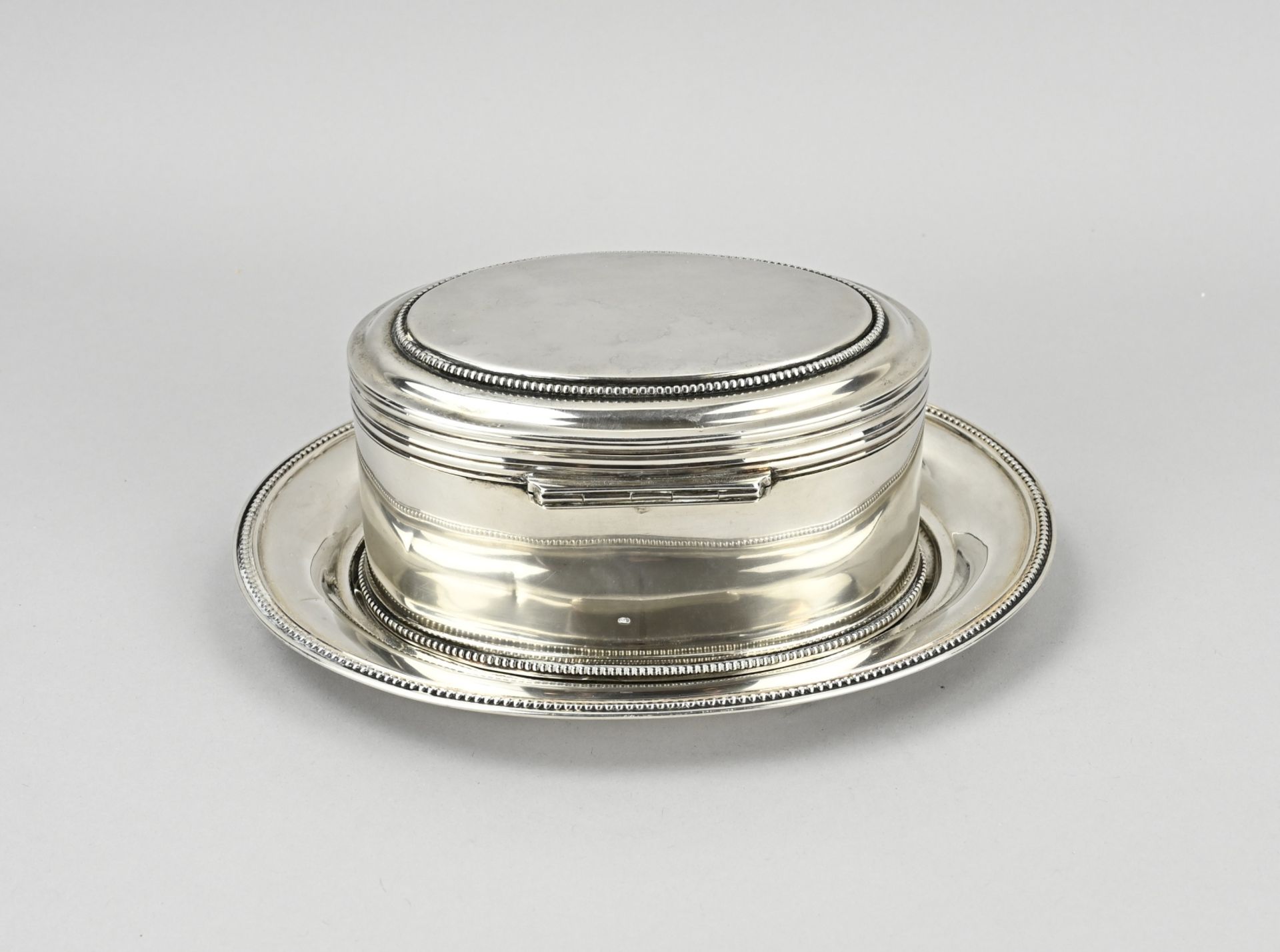 Silver cookie jar on saucer - Bild 2 aus 2