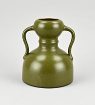 Chinese tea glaze ear vase, H 17.5 cm.