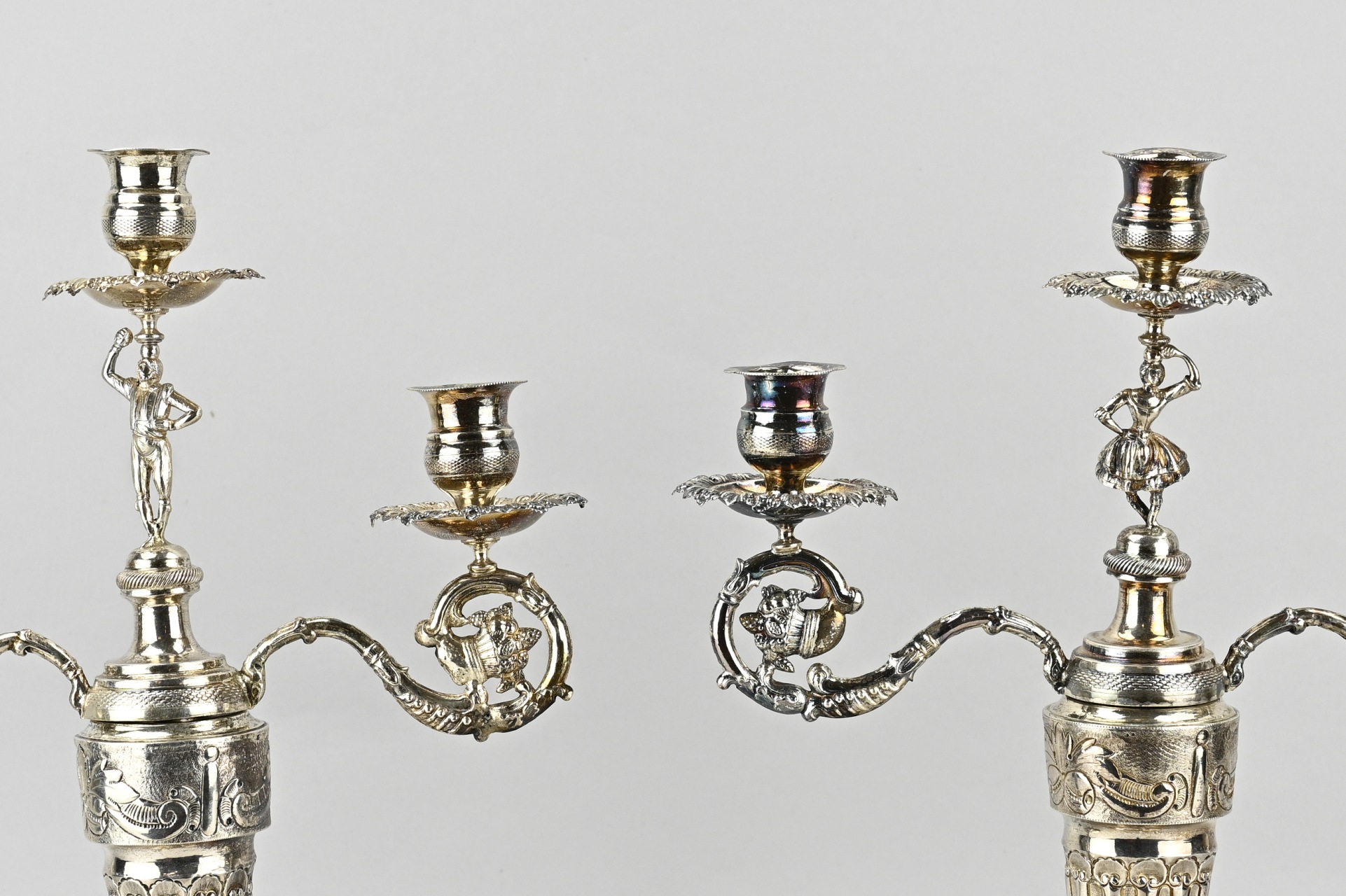 2 Silver 3-light candlesticks - Image 2 of 2