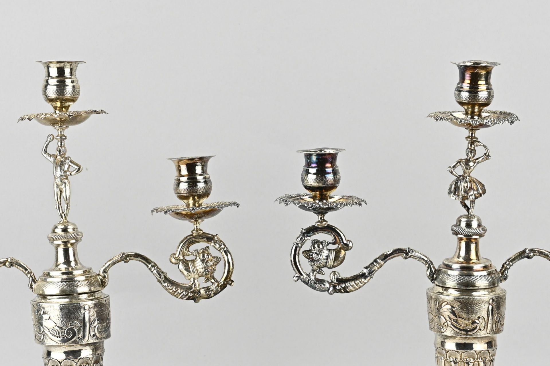 2 Silver 3-light candlesticks - Image 2 of 2