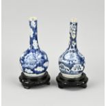 2x Chinese pipe vase on pedestals