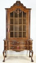 Burr walnut display cabinet