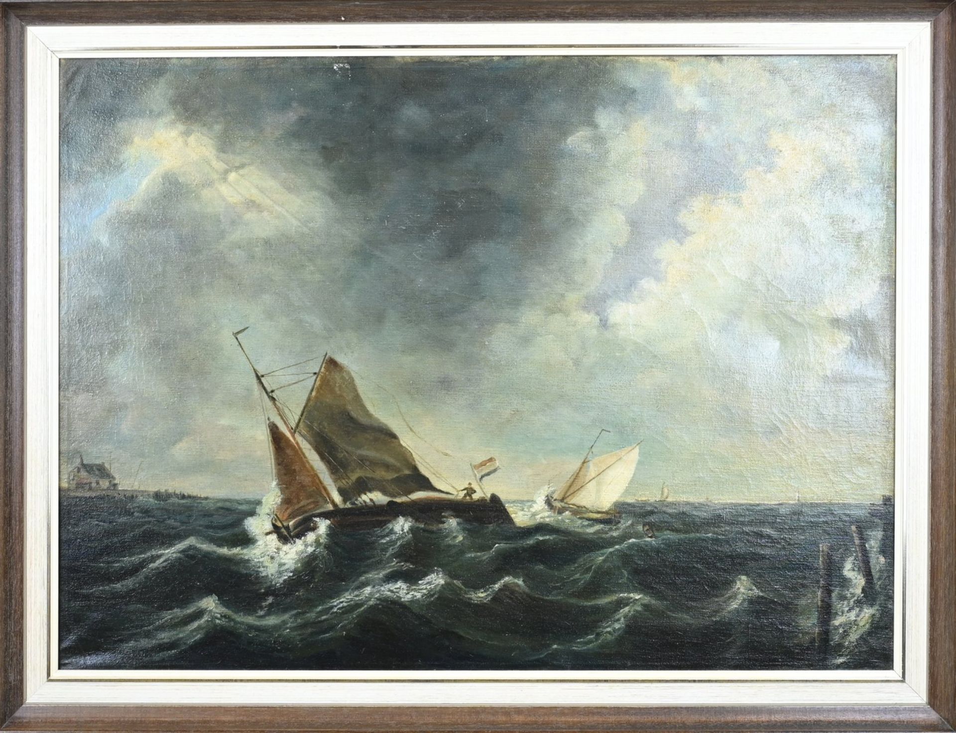 Unsigned, Sailboats on rough seas