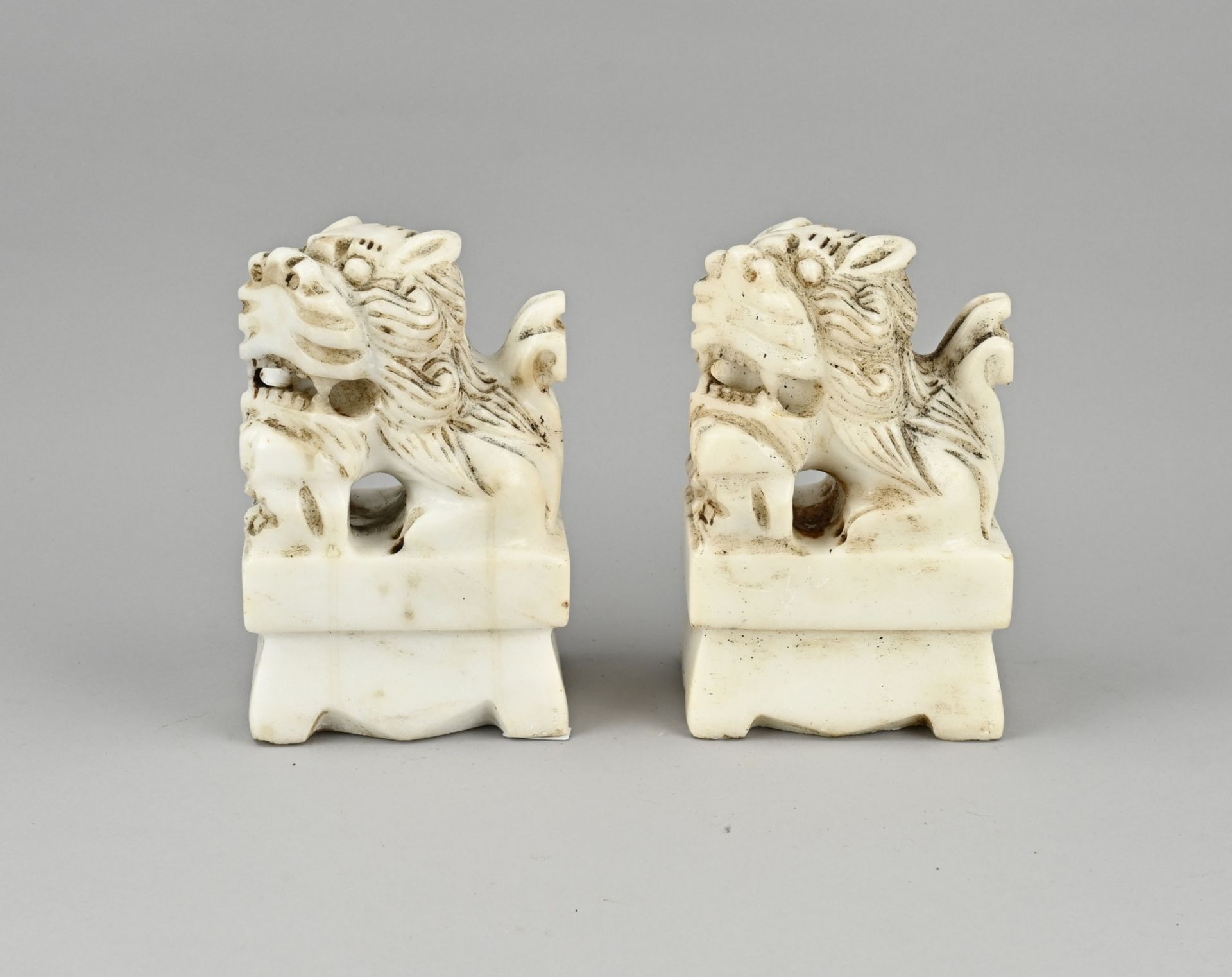 2x Marble foo dog