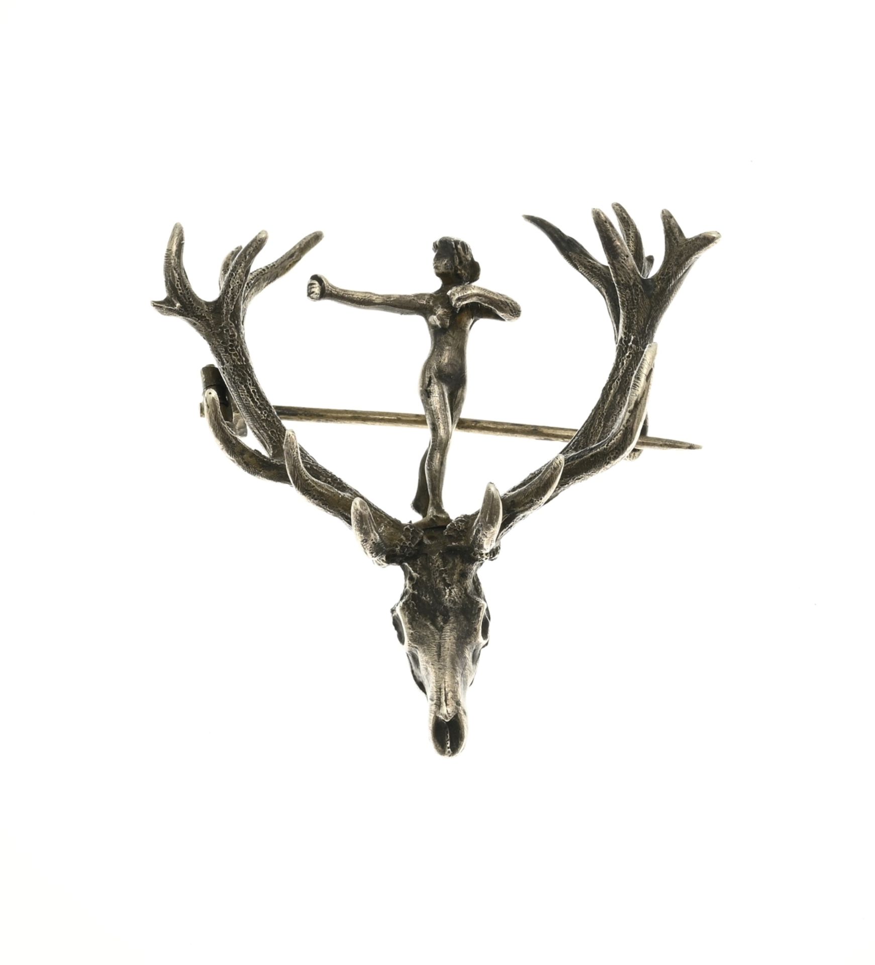 Silver brooch with antlers