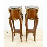 2x Wooden pedestal with marble