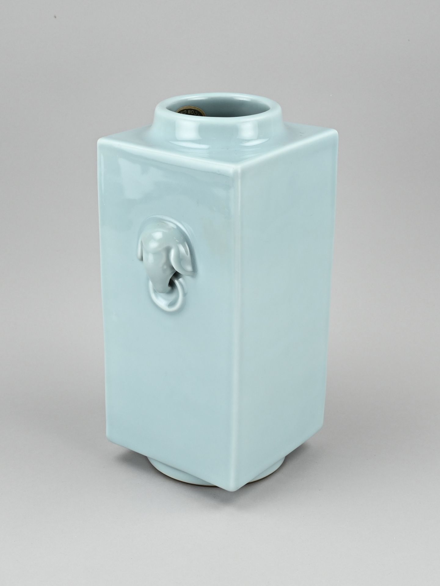 Square celadon vase
